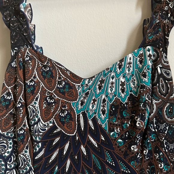 Dress Barn Blue/Brown Dress with Shoulder Cover Size 4 - Picture 5 of 10